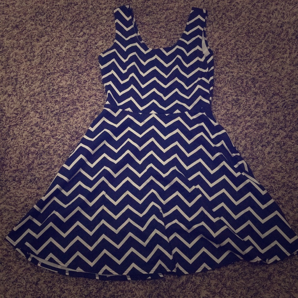 Blue and white dress